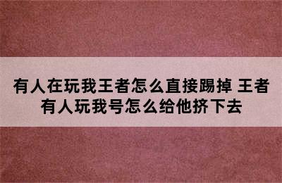 有人在玩我王者怎么直接踢掉 王者有人玩我号怎么给他挤下去